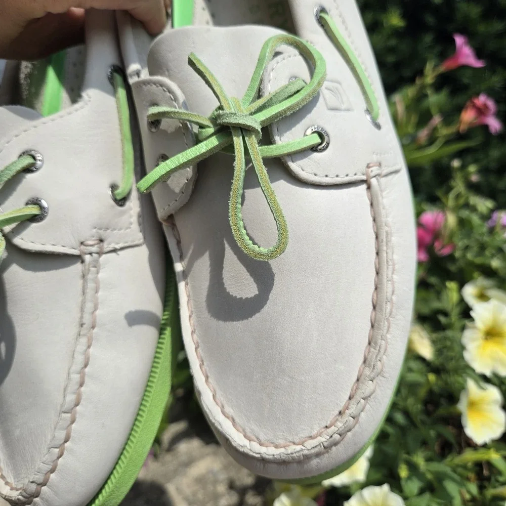 Sperry Top-Sider Boat Shoes Mens 11.5  Ivory/ Beige Green